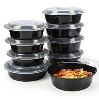 China Initial Payment Disposable PP Plastic Takeaway Food Container PP Black Bowl with Lid for sale