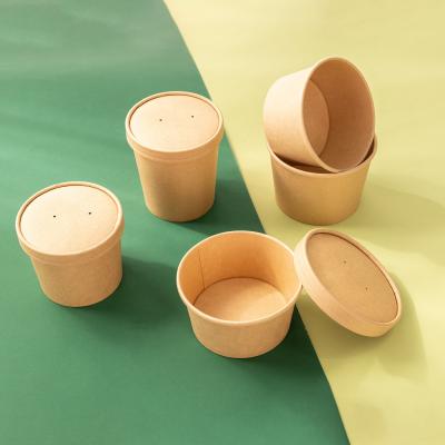 China Initial Payment Biodegradable Compostable Single Wall Cup 16oz Kraft Paper Soup Bucket for sale