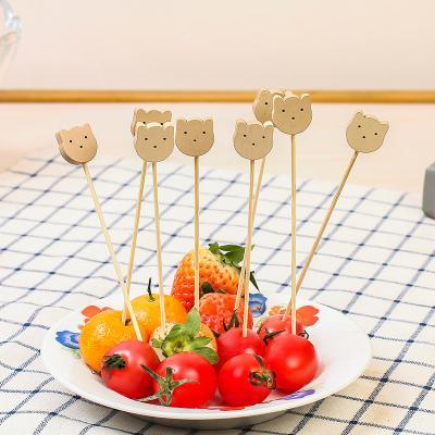 China 7cm/9cm/10cm/12cm/15cm/18cm Bamboo Sticks Cute Disposable Fruit Sticks in Multi Color for sale