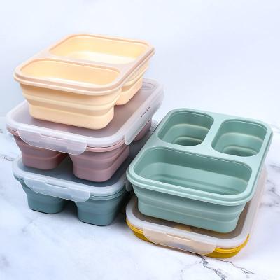 China Practical 1000ml Lunch Box with 3 Compartments Eco-Friendly Silicone Material for sale