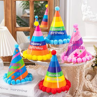 China Bola Polka DOT Sombrero de Santa POM Sombrero de POM Estrellas Mini Sombrero lindo Corona de cumpleaños Niño Sombrero de papel adulto en venta