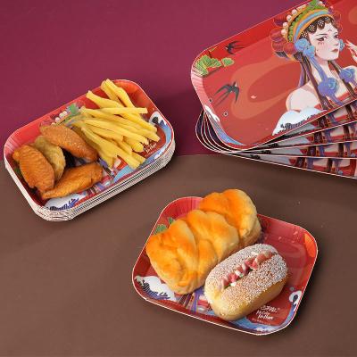 China Eco-Friendly Disposable Paper Tableware for Food and Cake Square Customizable National Style Plate for sale