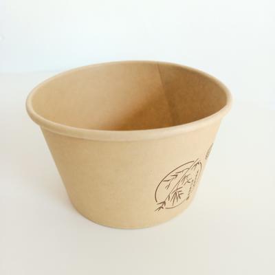 China Eco Friendly Disposable Food Package with Lid Noodle Salad Fruit Kraft Paper Bowl for sale