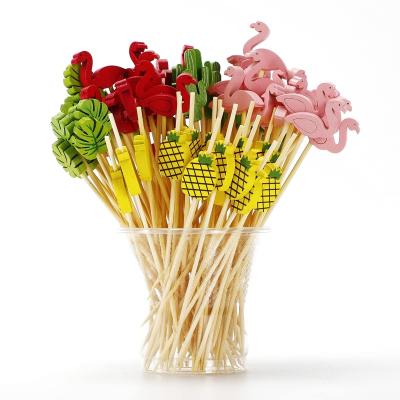 China Restaurant Disposable Snack Fruit Round Short Cocktail Bamboo Skewers with 30-Day Return for sale