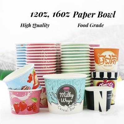 China Different Size 12oz 16oz Logo Printed Ice Cream Paper Cup Eco Friendly Stocked Bowl for sale