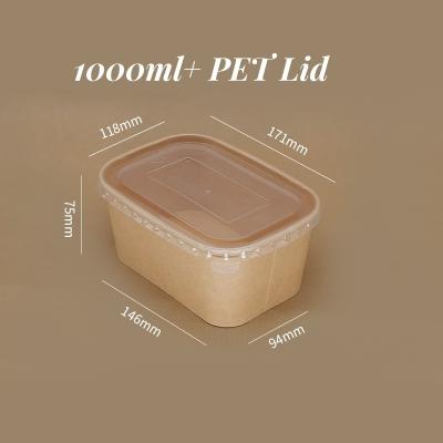 China 1000ml Kraft Lunch Box Takeaway Food Containers with Lid Currency US Custom Printed for sale