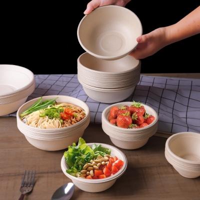 China Convenient and Durable Disposable Round Salad Bowl with Sugarcane Bagasse Material for sale