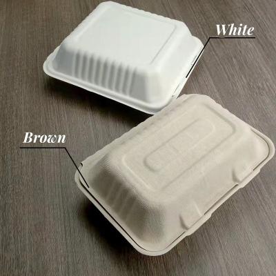 China Caja de papel desechable de caña de azúcar biodegradable Caja de hamburguesas de caña de azúcar en venta