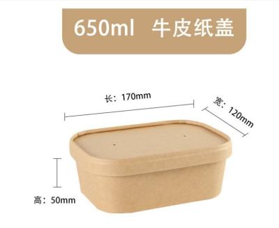 China Disposable Burger French Fries 650 Ml Takeaway Salad Bowl Kraft Paper Box with Paper Lid for sale