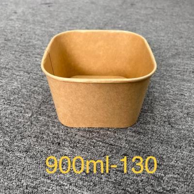 China Takeaway Burger Fries Disposable Bowl Different Size Kraft Paper Box with Plasticlid for sale