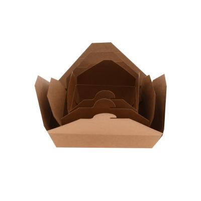 China Customized Logo Brown Kraft Paper Food Box for Disposable Salad Fruit Paper Container for sale