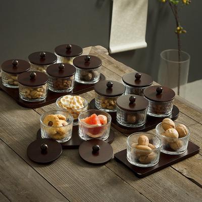 China Food Plate Creative Snack Plate for Living Room Wood and Bamboo Glass Fruit Plate for sale