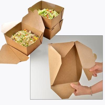 China Disposable Boxes Customizable Disposable Kraft Paper Food Box Food Packaging Containers for sale