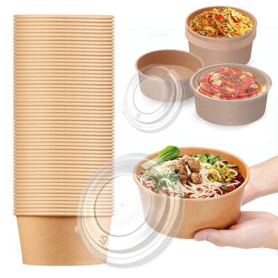 China Customized Disposable Kraft Paper Lunch Salad Bowl with Logo in Multi Color Recyclable for sale