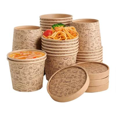 China Eco-Friendly Disposable Take Away Kraft Paper Salad Bowl with Pet Lid for sale