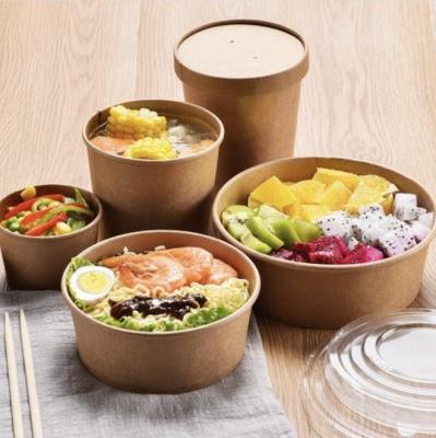 China Full Payment Custom Printed Disposable Kraft Paper Bowl for Restaurant Different Size for sale