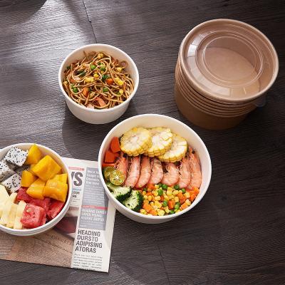 China Free Design Customized Multi Color Logo Printed Paper Bowl with Lid Take Away Food for sale