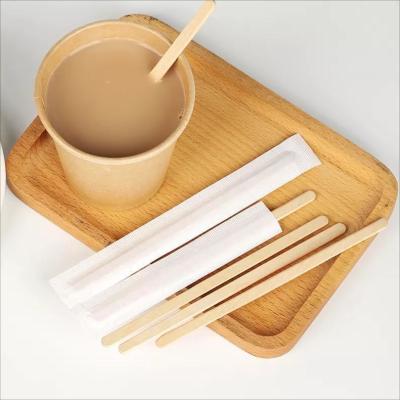 China Various Size Disposable Coffee Stirrer Straight Style Individually Wrapped Wooden Stirrers for sale