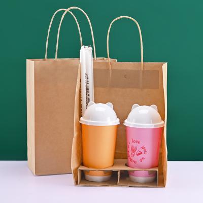 China Small Batch Kraft Paper Bag Elastic Milk Tea Handbag Customization Customized Request for sale