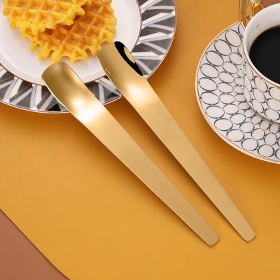 China 304 Stainless Steel Ice Cream Scoop Slender Spoon Square Spoon Light Luxury Coffee Tea Spoon for sale