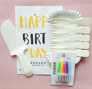 China Disposable Plastic Cake Cutlery Set Party Used Birthday Suit with Knife and Fork Set for sale