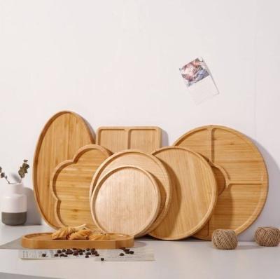 China Initial Payment Natural Custom Logo Kitchen Serving Dessert Reusable Round Bamboo Tray for sale