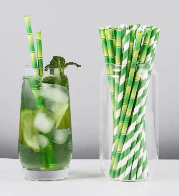 China Palhinhas de papel descartáveis ecológicas para festas Suco de leite Chá verde Bambu decorado à venda