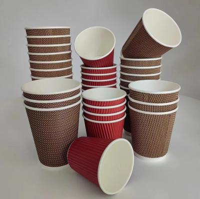 China Tazas de café de papel ondulado desechables Tazas de té biodegradables para su eliminación ecológica en venta