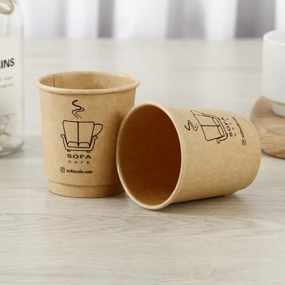 Chine 250 ml de tasse à café à papier kraft jetable à double paroi avec un design simple à vendre