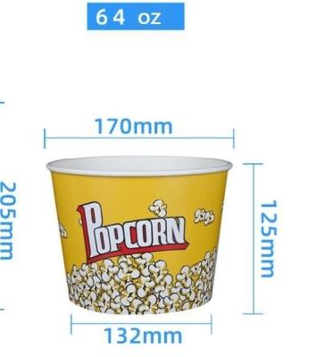 China 64oz Take Away Food Grade Disposable Popcorn Paper Bucket for Popcorn Bucket/Container for sale