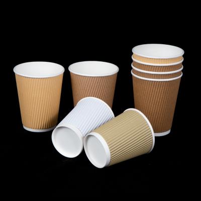 China US Water-Based Insulation Disposable Ripple Wall Paper Cup for Hot Beverage Coffee Cup for sale