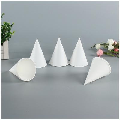 China 3.7 Oz Paper Cone Cup White Conical Cup for Widely Used in Airport Hotel Super Market for sale