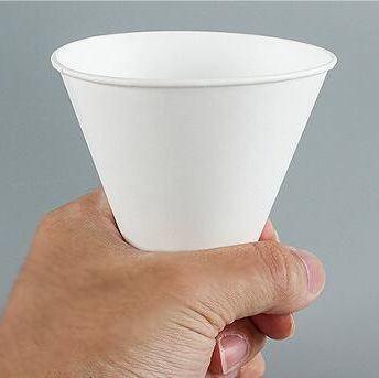 China PE Filmed Disposable Paper Cone Cup White Conical Cup for Airport Hotel Super Market for sale