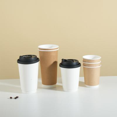 China OEM Flexographic Printing Disposable Coffee Cup Double-Layer Insulated Paper Cup Covered Thermos Cup for sale