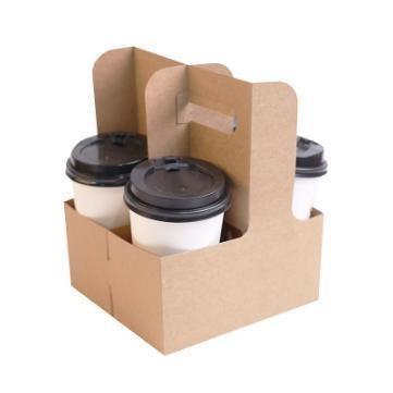 China US Packaging and Printing Food Container Kraft Drink Carrier for Delivery 2cup Holder for sale