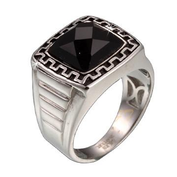 China Wholesale Trendy Fashion Men's Ring Stainless Steel Black Diamond Ring for sale