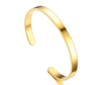 China Wholesale Custom Engraved TRENDY 18k Logo Ladies Jewelery Gold Plated Cuff Bracelets for sale