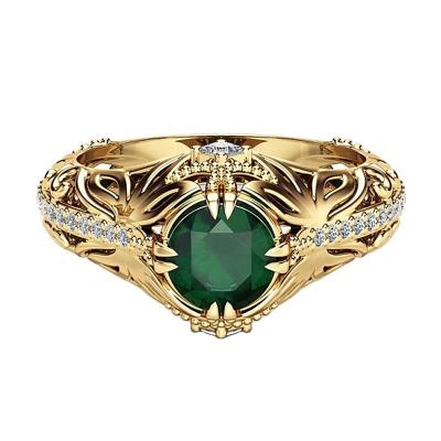 China Fashion Romantic Jewelry Brass Women Ring With Green Zircon for sale