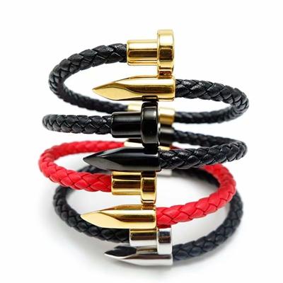 China Latest Design FASHIONABLE Ladies Leather Bracelet With Stainless Steel for sale