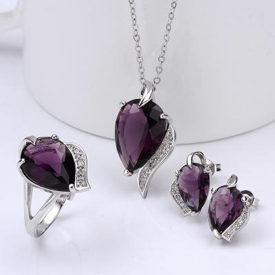 China FASHIONABLE New Style 925 Sterling Silver Jewelry Set With Big Zircon for sale