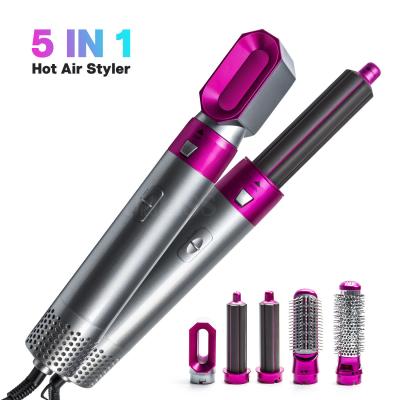 China 2021 Hot Selling Curly Hair Hair Dryer Hot Airbrush 5 in 1 One-step Hair Dryer Electric Brush Hot Air Replaceable Comb for sale