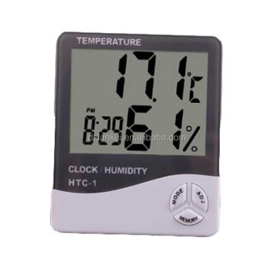 China Electronic Weather Station HTC-1 Digital Outdoor Room Hygrometer Thermometer Humidity Temperature Indoor LCD Color: White for sale