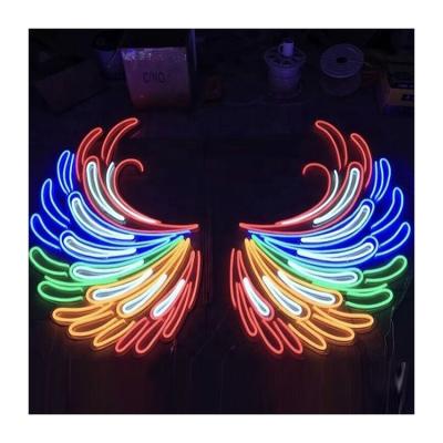 China Rich Colors Custom Outdoor LED Design Illuminated Logo Acrylic Angel Wings Neon Light for sale