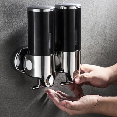 China Wall Mounted Double Dispenser Metal Soap Dispenser Dispenser Liquid Dispenser for sale