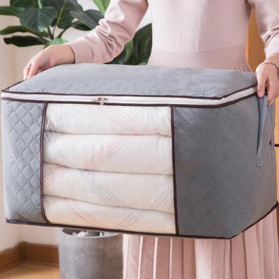 China Modern Hot Selling Non-woven Clothes Organizer Dust Proof Folding Comforter Storage Durable Bag With Clear Window for sale