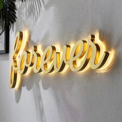 China Buildings Free Wholesale Backlit Customizable Gold Stainless Led Drop Back Letter Sign Acrylic For Store Sign for sale