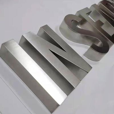 China Buildings Customized Size Free Standing Brushed Stainless Steel Aluminum 3D Channel Letters for sale