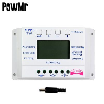 China Charger Controller Free Shipping! ! ! PowMr MPPT T20 20A 12V 24V Automatic Solar Charge Controller With One Interface Instruction for sale