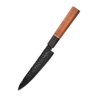 China Viable High Quality Plated Steel 9CR18MOV Kitchen Knives 6 Inch Chef Utility Knife Sashimi Knife With Octagon Wood Handle for sale