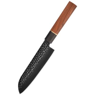 China Viable Factory High Quality 7 Inch 9CR18MOV Plated Steel Japanese Kitchen Cooking Cleaver Santoku Knife for sale